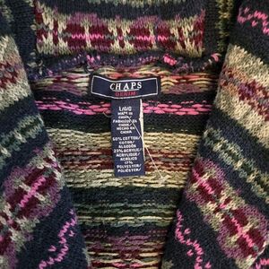Chaps Fair Isle Nordic Cotton Blend Collared Sweater Vest w/ Buttons
